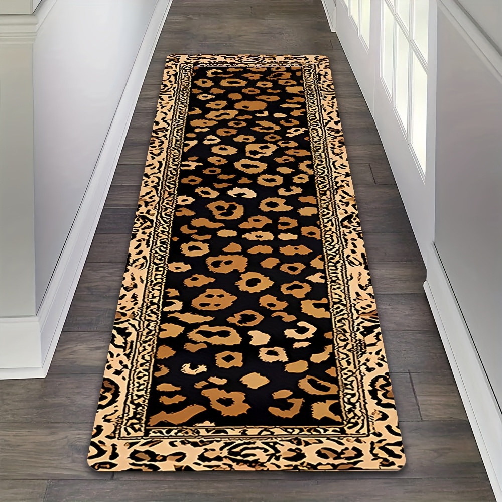 Commercial Printing Supplies Usa - Leopard Print Border Long Runner Rug
