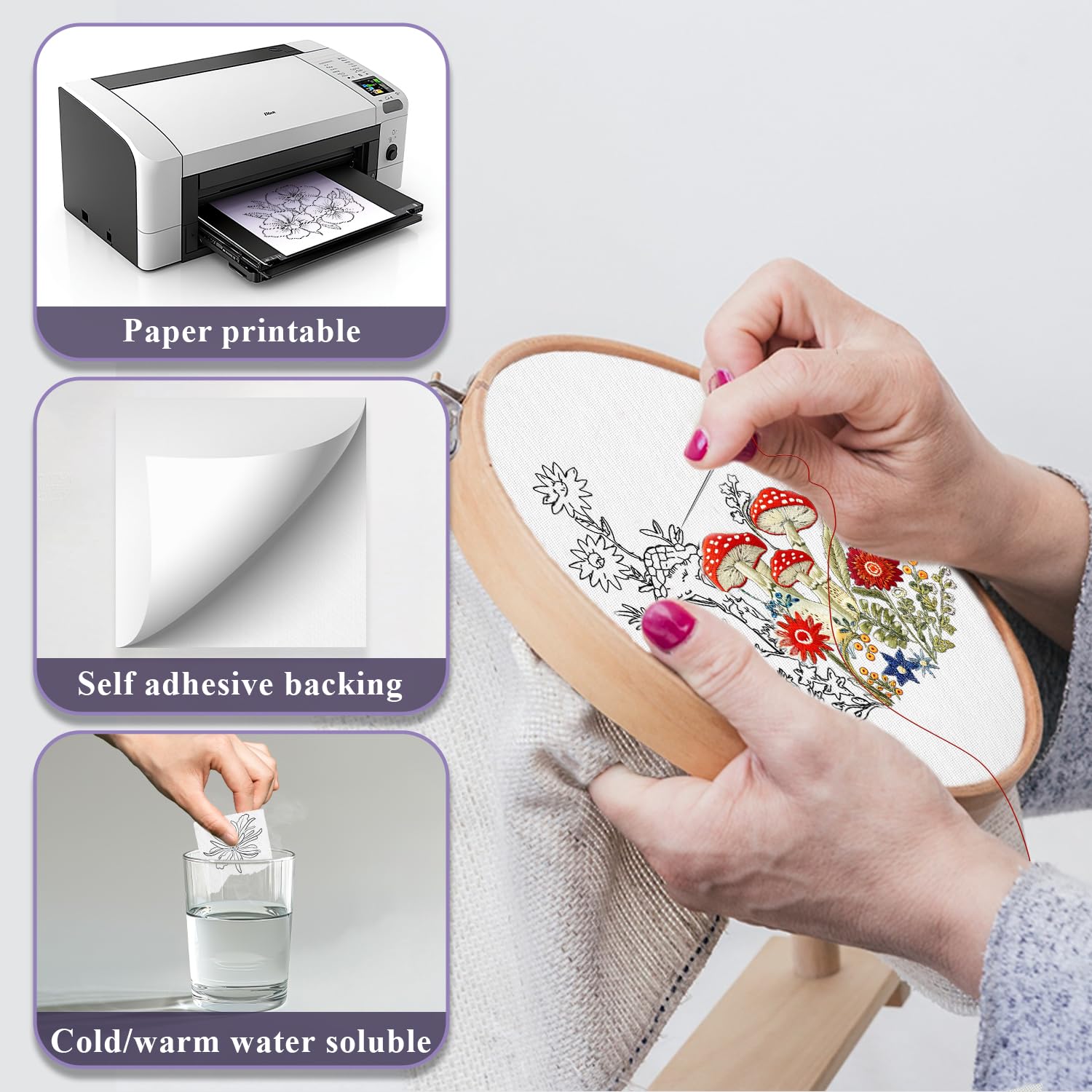 10/5Pcs Water Soluble Embroide - đánh giá và giá Embroidery Stabilizer Backing